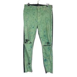 Hudson two tone green front skinny jeans